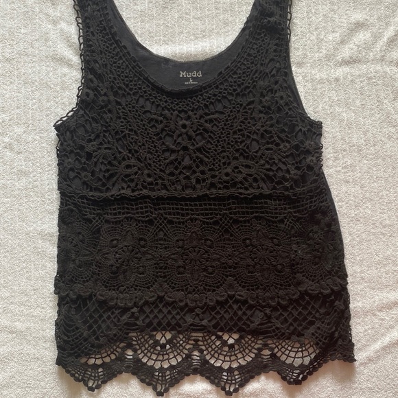 Mudd Tops - Black Mudd Crochet Tank